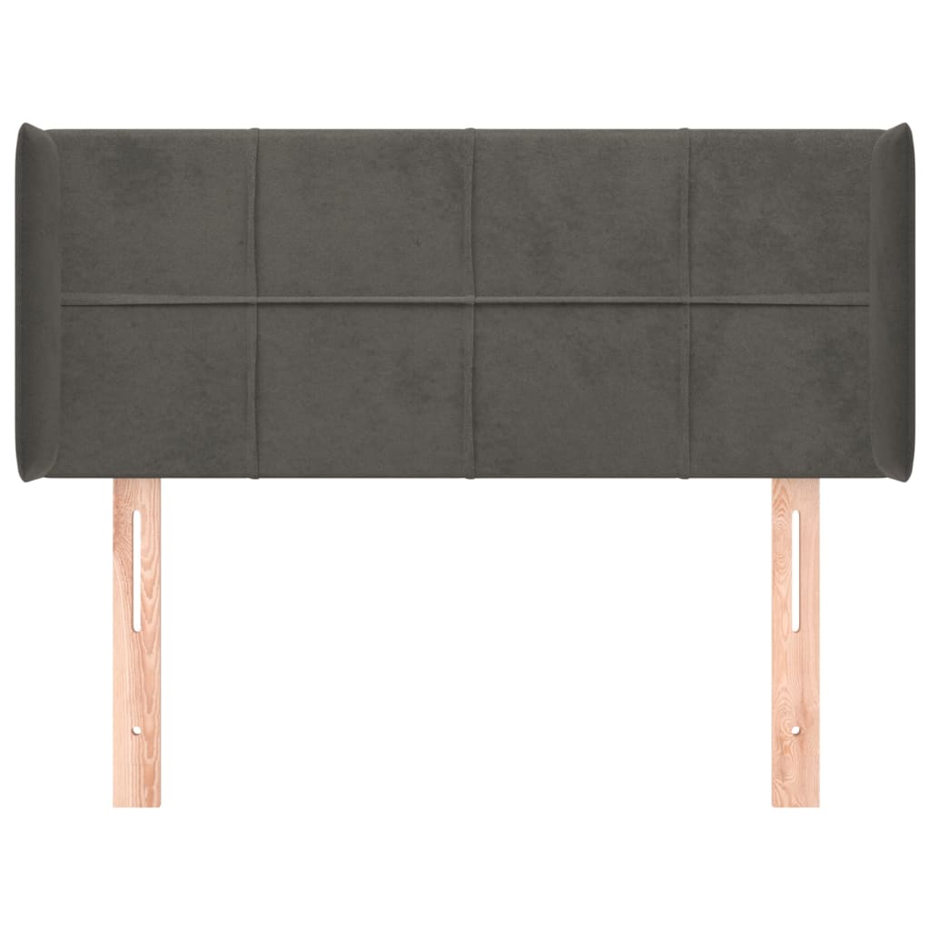vidaXL Tăblie de pat cu aripioare gri închis 83x16x78/88 cm catifea vidaXL Tăblie de pat cu aripioare gri închis 83x16x78/88 cm catifea