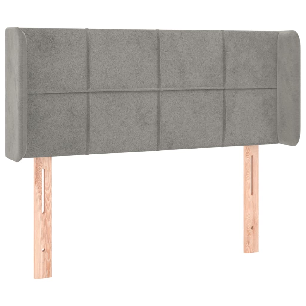 vidaXL Tăblie de pat cu aripioare gri deschis 103x16x78/88 cm catifea