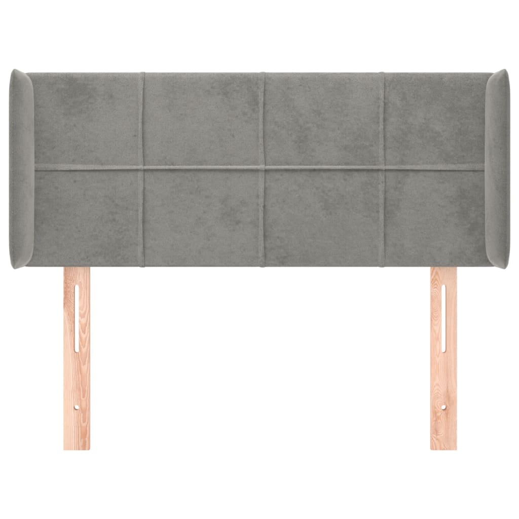 vidaXL Tăblie de pat cu aripioare gri deschis 103x16x78/88 cm catifea