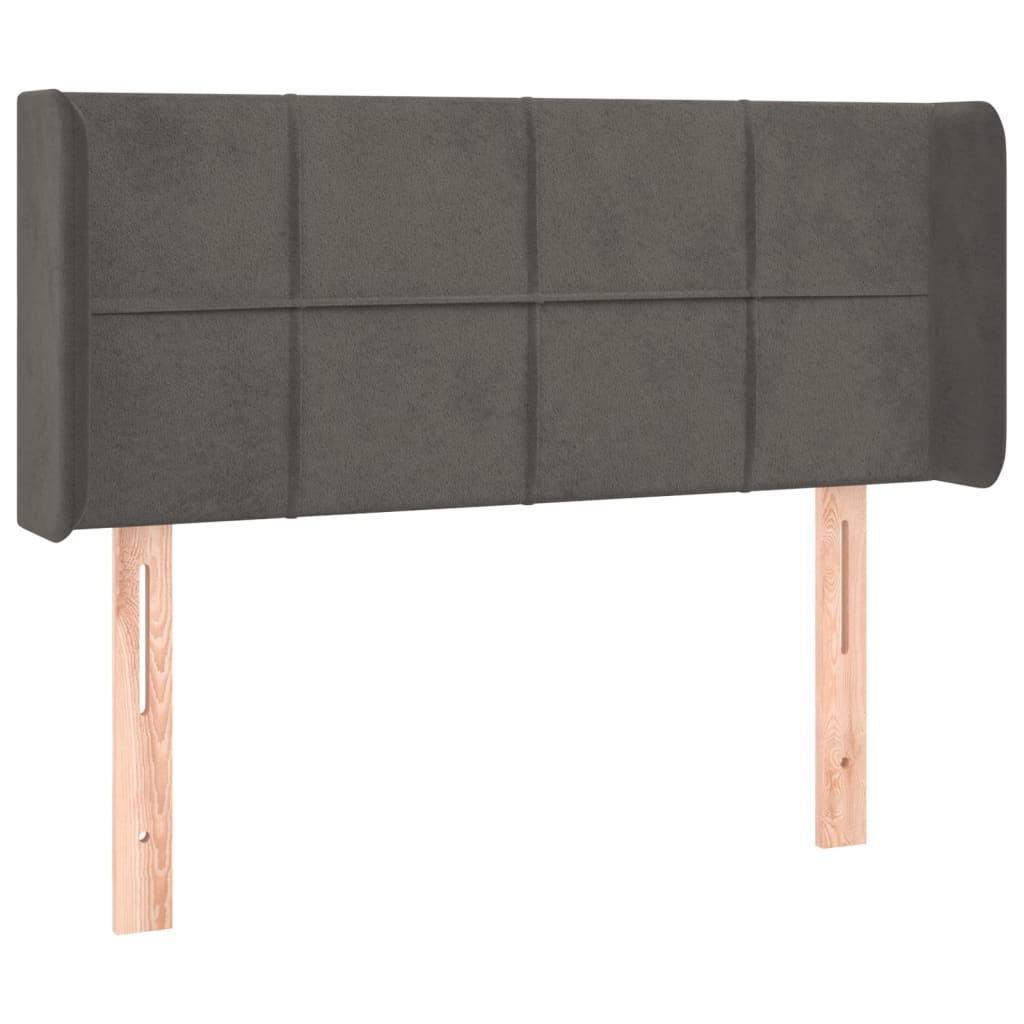 vidaXL Tăblie de pat cu aripioare gri închis 103x16x78/88 cm catifea