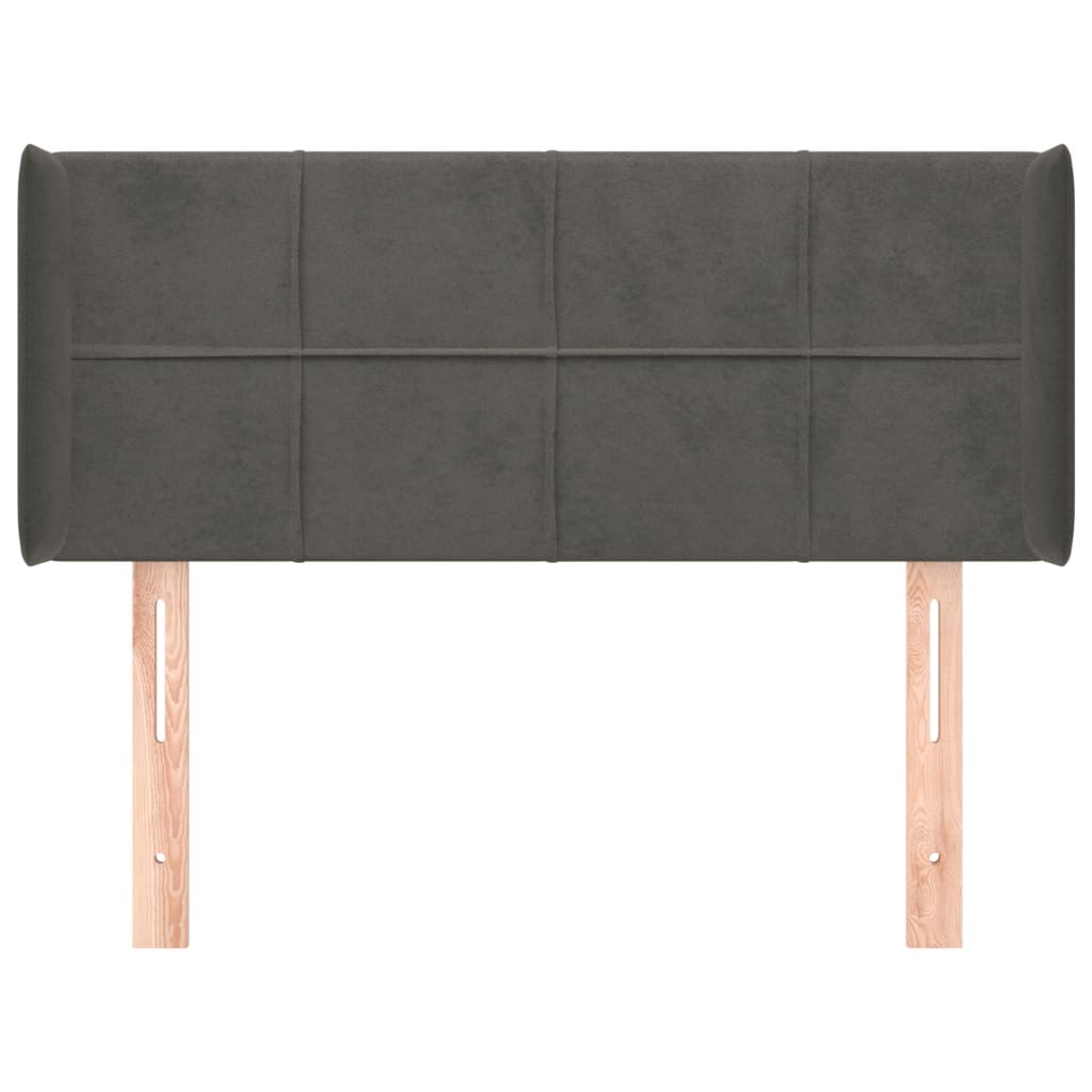 vidaXL Tăblie de pat cu aripioare gri închis 103x16x78/88 cm catifea