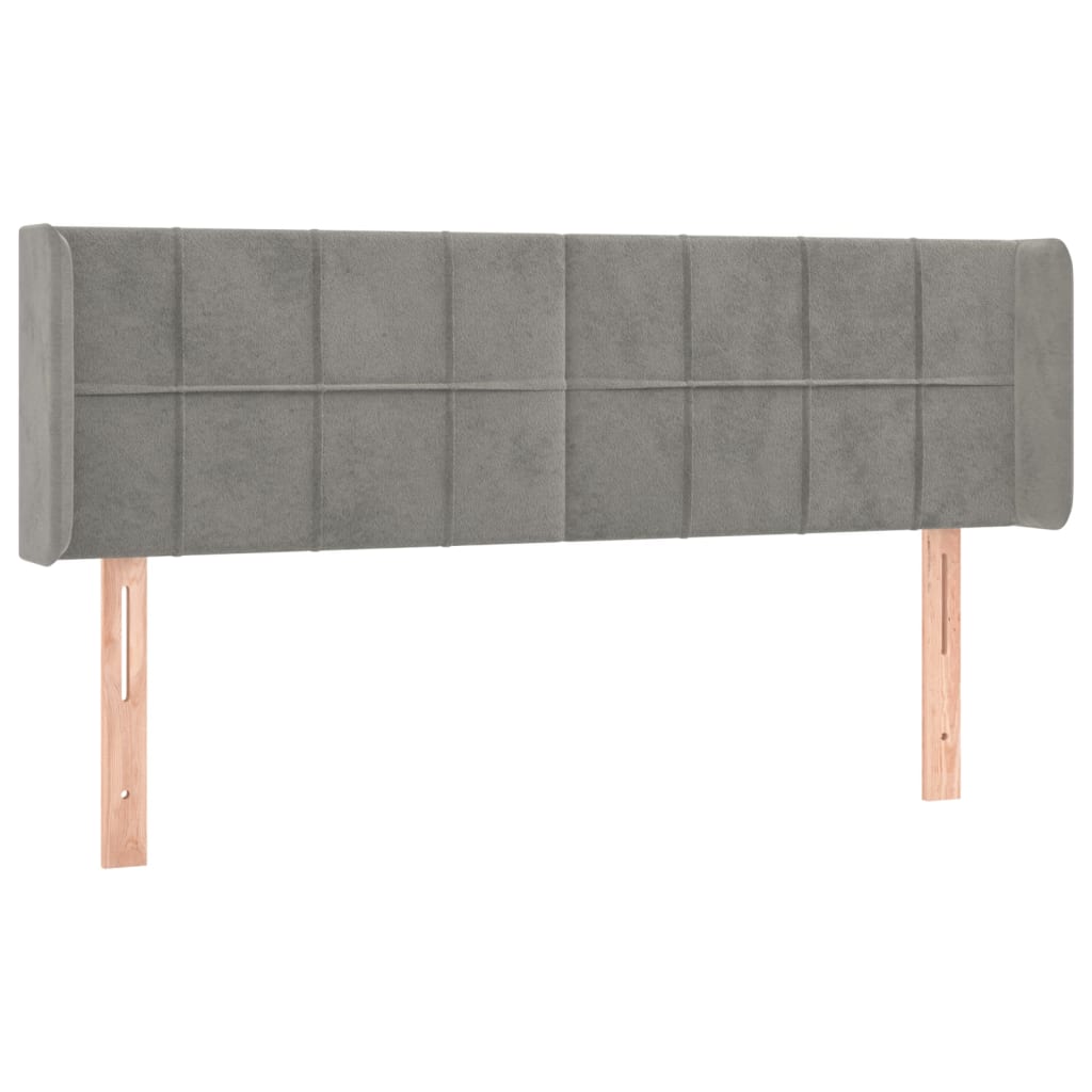 vidaXL Tăblie de pat cu aripioare gri deschis 147x16x78/88 cm catifea vidaXL Tăblie de pat cu aripioare gri deschis 147x16x78/88 cm catifea
