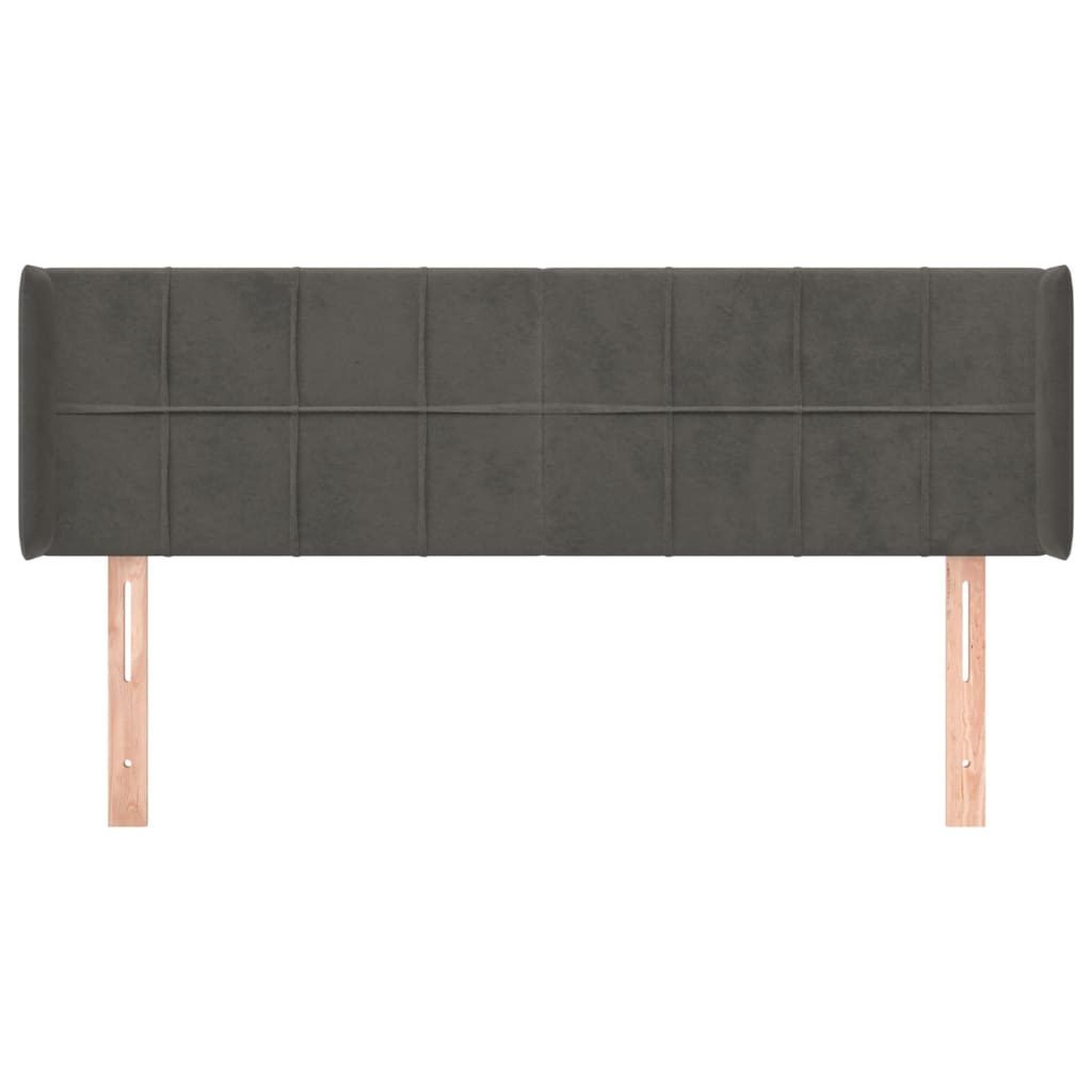 vidaXL Tăblie de pat cu aripioare gri închis 147x16x78/88 cm catifea