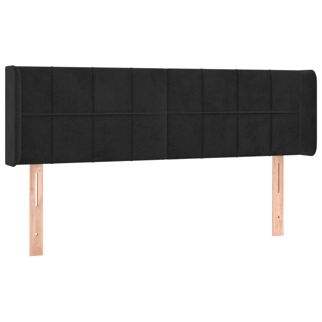 vidaXL Tăblie de pat cu aripioare negru 147x16x78/88 cm catifea