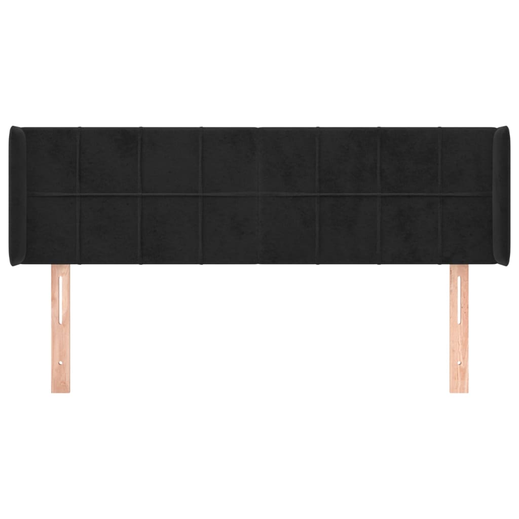 vidaXL Tăblie de pat cu aripioare negru 147x16x78/88 cm catifea