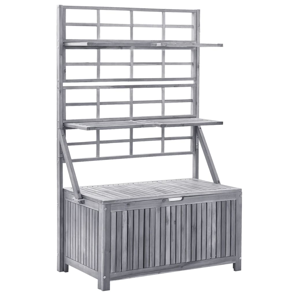 vidaXL Cutie depozitare cu spalier, gri 99x55x160 cm lemn masiv acacia vidaXL Cutie depozitare cu spalier, gri 99x55x160 cm lemn masiv acacia