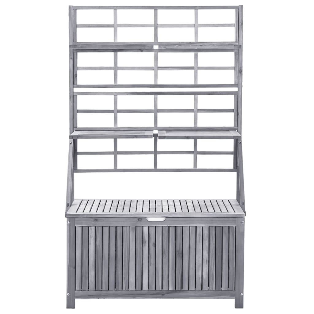vidaXL Cutie depozitare cu spalier, gri 99x55x160 cm lemn masiv acacia vidaXL Cutie depozitare cu spalier, gri 99x55x160 cm lemn masiv acacia