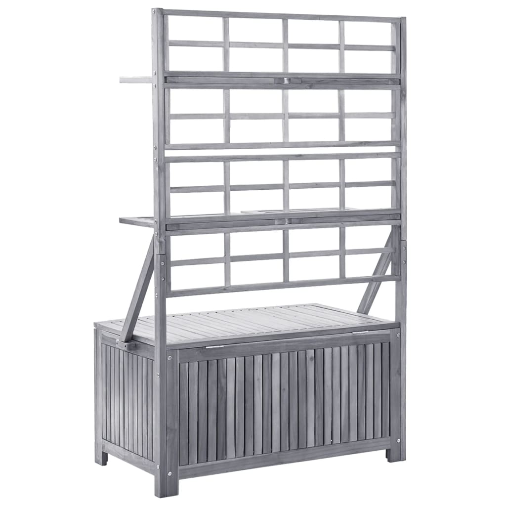vidaXL Cutie depozitare cu spalier, gri 99x55x160 cm lemn masiv acacia vidaXL Cutie depozitare cu spalier, gri 99x55x160 cm lemn masiv acacia