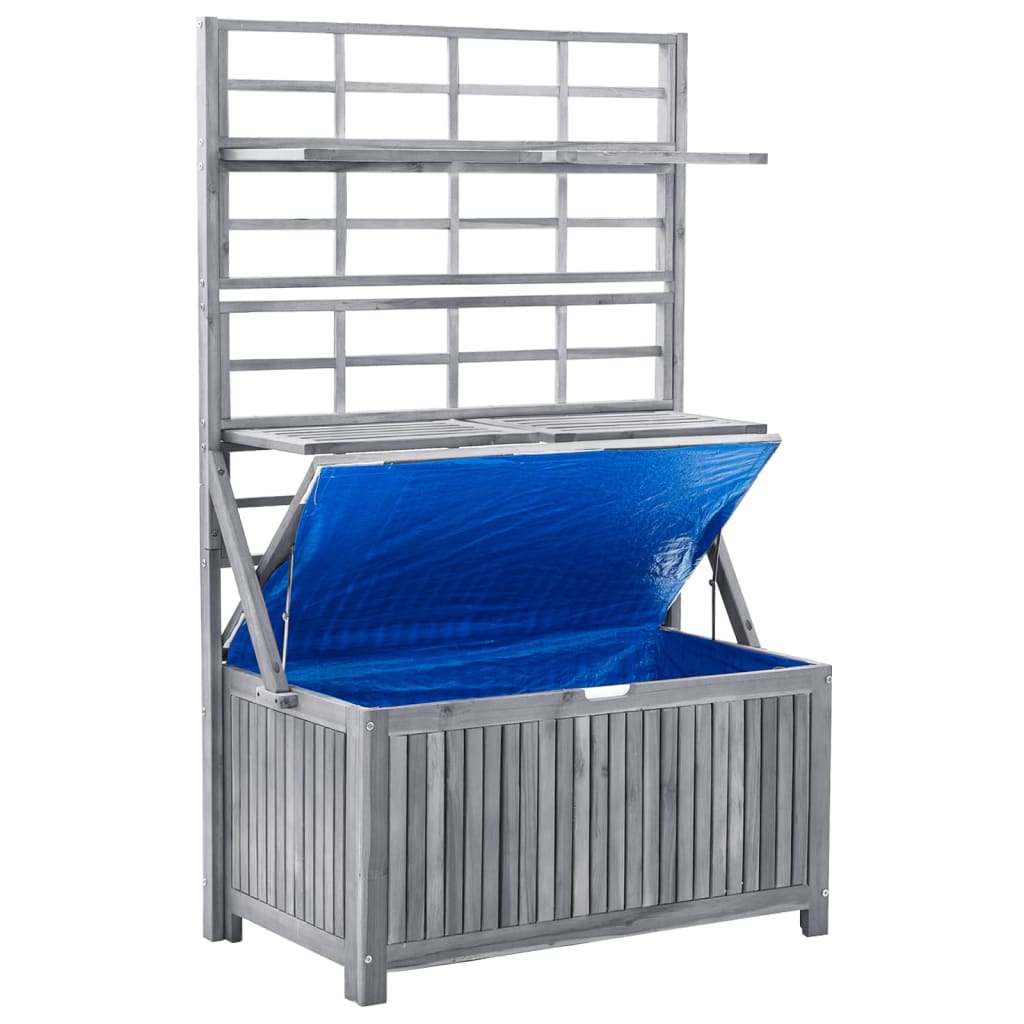 vidaXL Cutie depozitare cu spalier, gri 99x55x160 cm lemn masiv acacia vidaXL Cutie depozitare cu spalier, gri 99x55x160 cm lemn masiv acacia