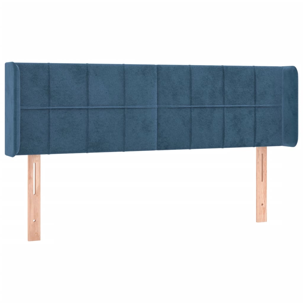 vidaXL Tăblie pat cu aripioare albastru închis 147x16x78/88 cm catifea