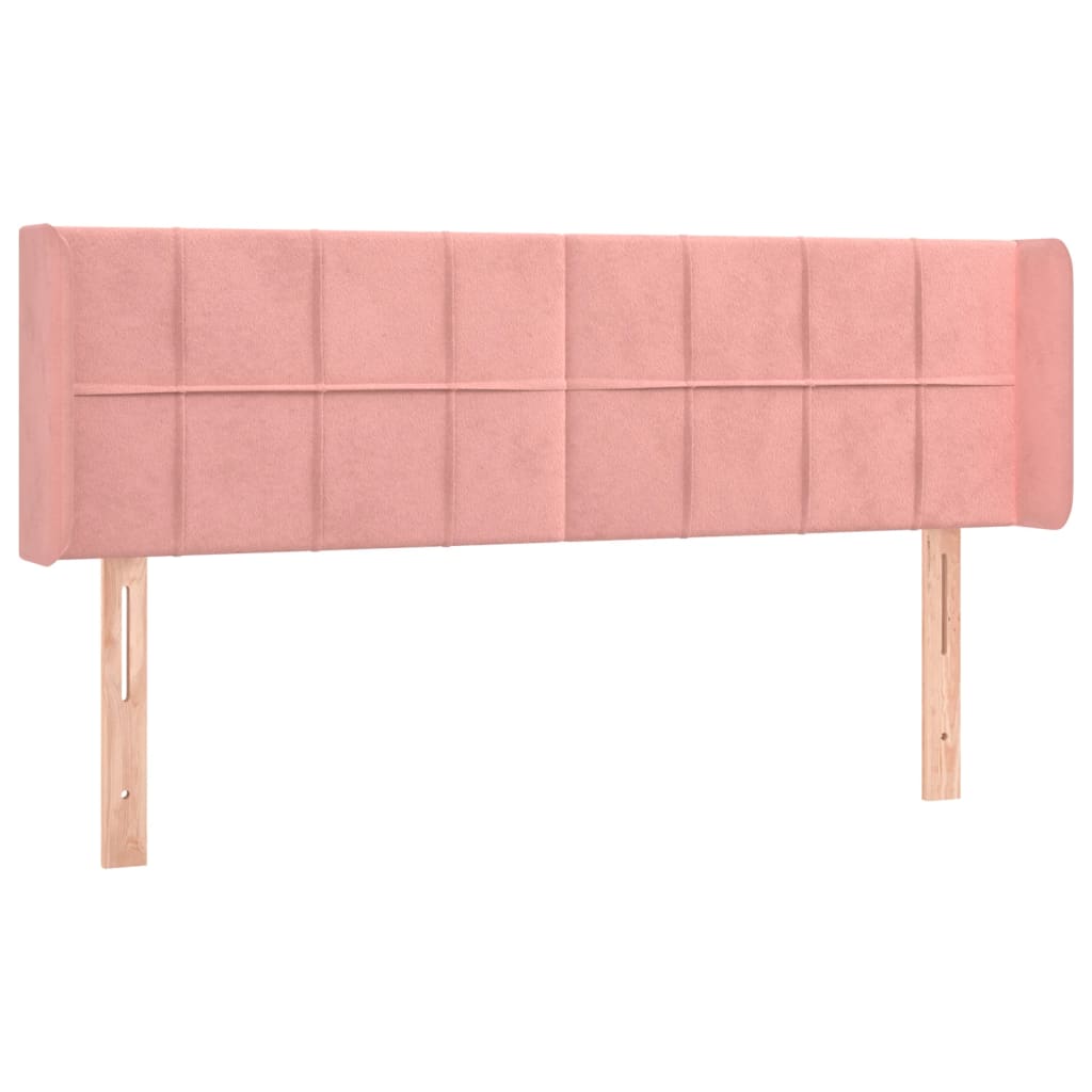 vidaXL Tăblie de pat cu aripioare roz 147x16x78/88 cm catifea