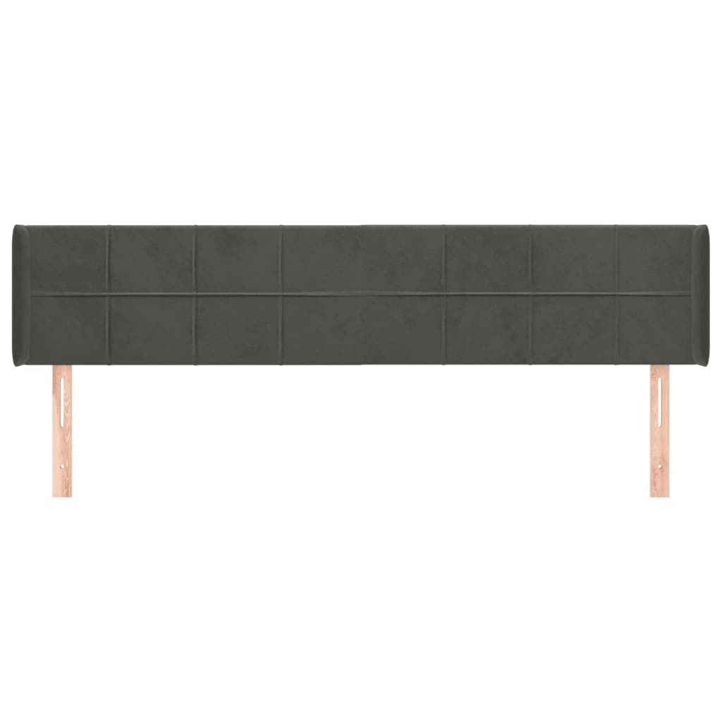 vidaXL Tăblie de pat cu aripioare gri închis 163x16x78/88 cm catifea vidaXL Tăblie de pat cu aripioare gri închis 163x16x78/88 cm catifea