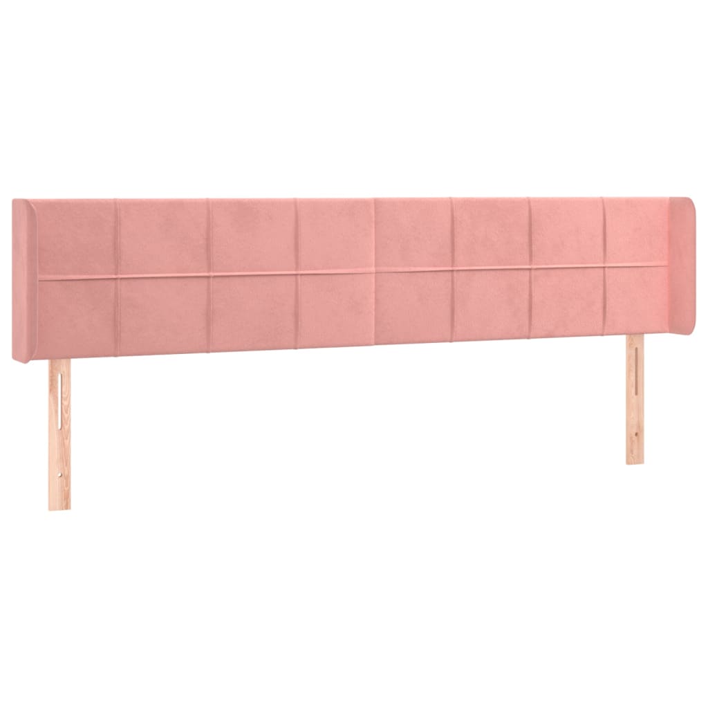 vidaXL Tăblie de pat cu aripioare roz 163x16x78/88 cm catifea