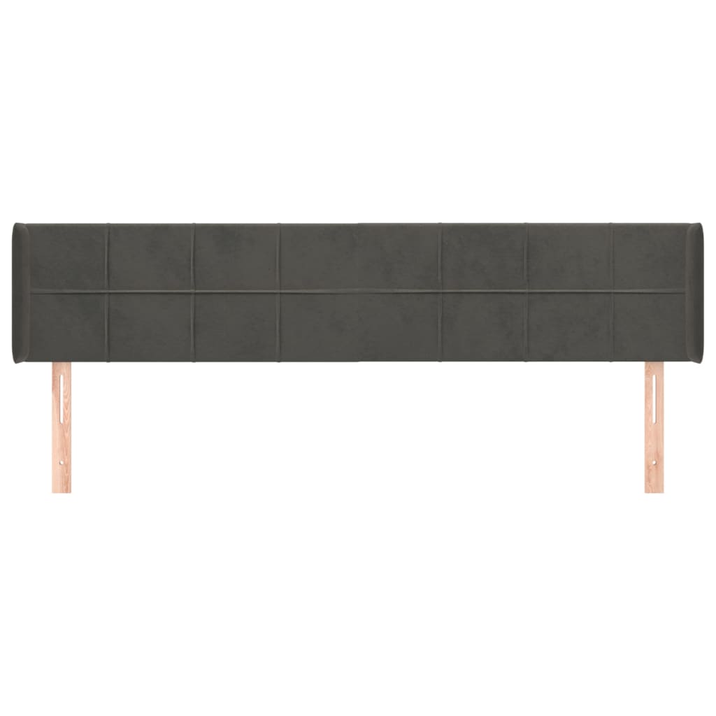 vidaXL Tăblie de pat cu aripioare gri închis 183x16x78/88 cm catifea vidaXL Tăblie de pat cu aripioare gri închis 183x16x78/88 cm catifea