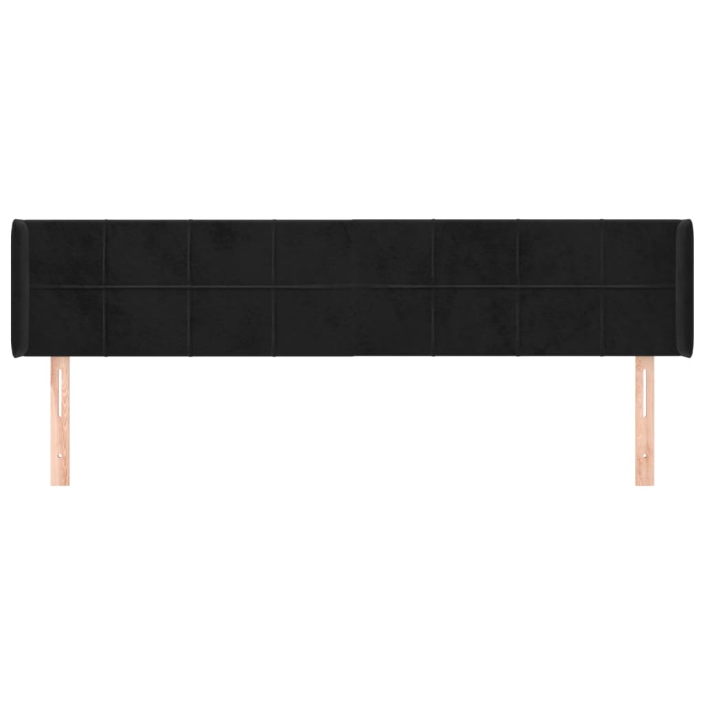 vidaXL Tăblie de pat cu aripioare negru 203x16x78/88 cm catifea
