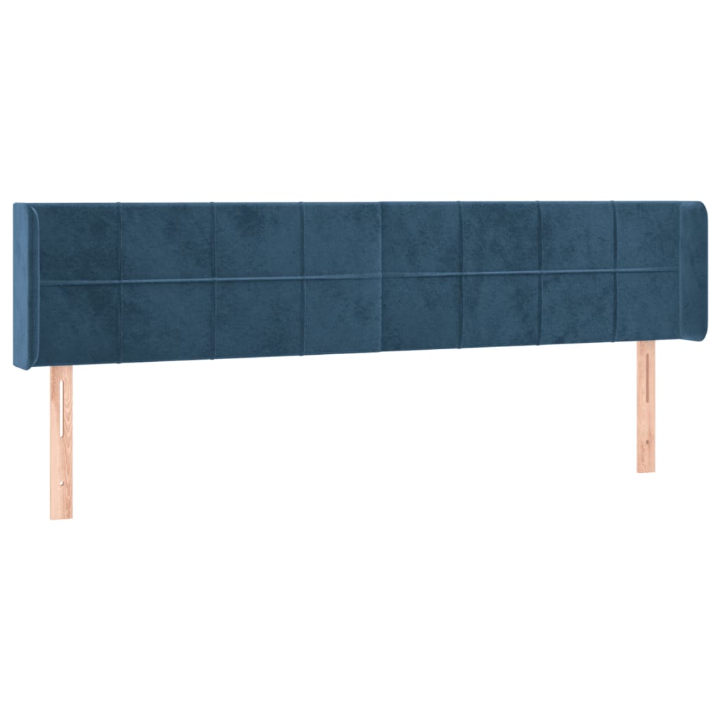 vidaXL Tăblie pat cu aripioare albastru închis 203x16x78/88 cm catifea