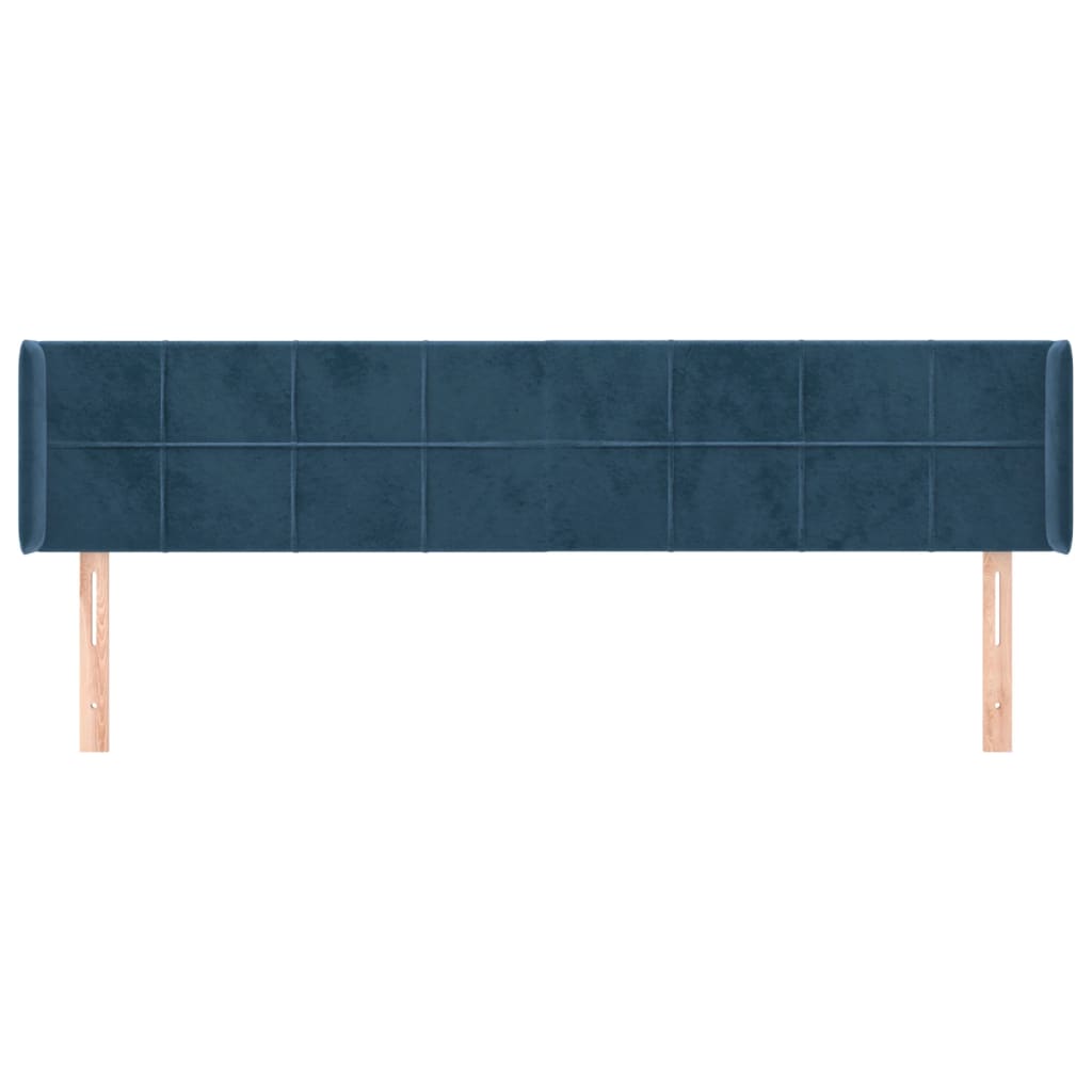 vidaXL Tăblie pat cu aripioare albastru închis 203x16x78/88 cm catifea