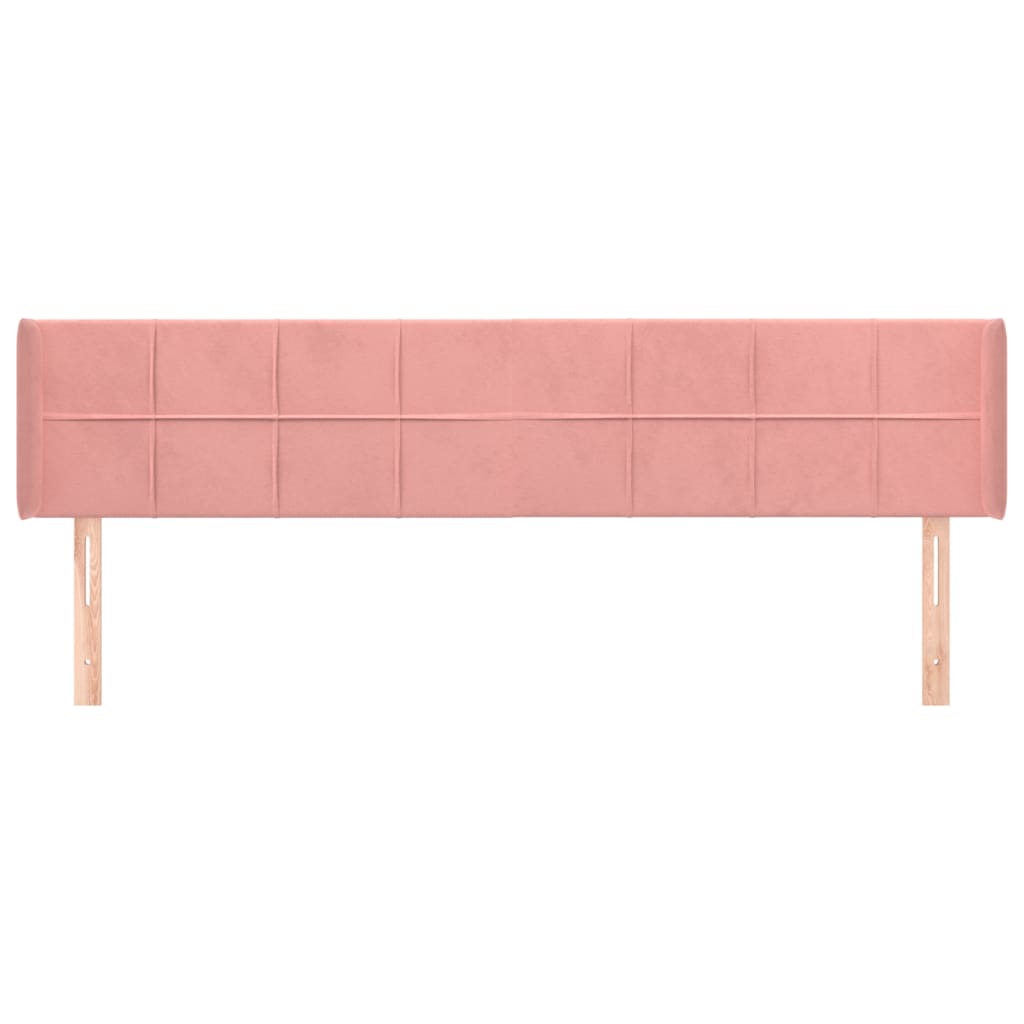 vidaXL Tăblie de pat cu aripioare roz 203x16x78/88 cm catifea