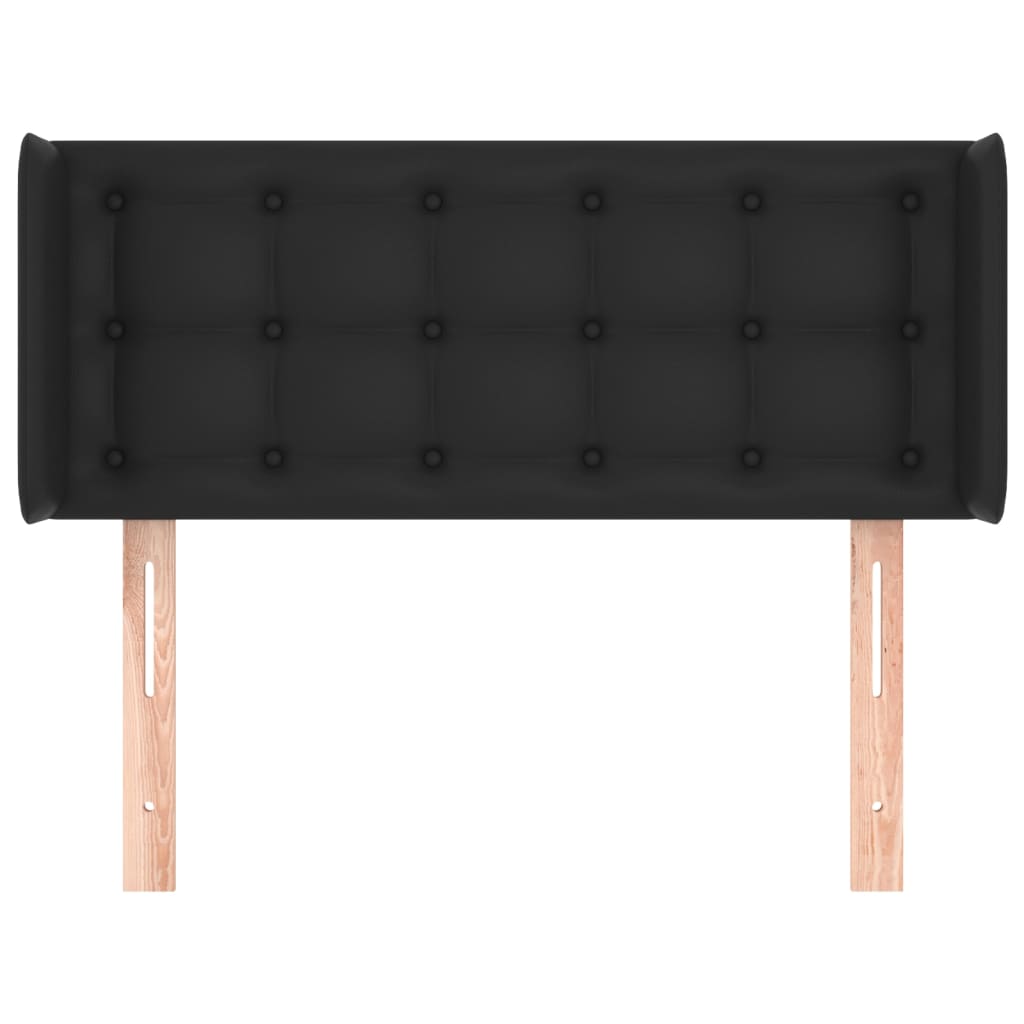 vidaXL Tăblie de pat cu aripioare negru 103x16x78/88cm piele ecologică