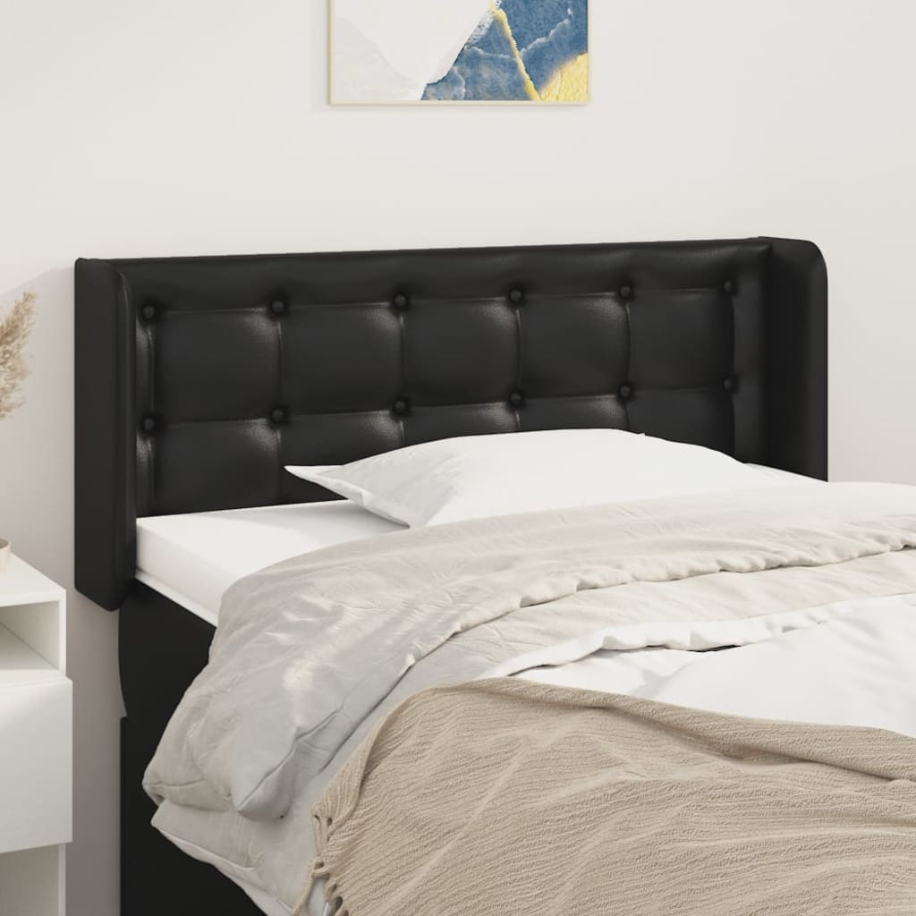 vidaXL Tăblie de pat cu aripioare negru 103x16x78/88cm piele ecologică