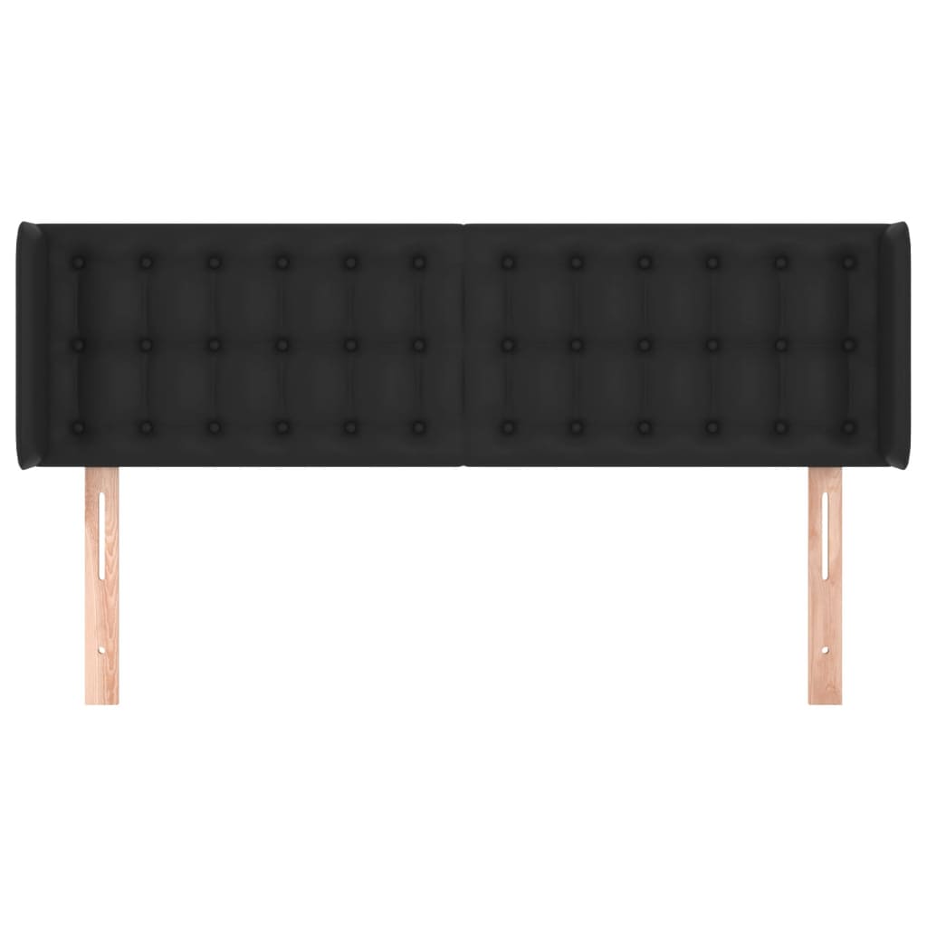 vidaXL Tăblie de pat cu aripioare negru 147x16x78/88cm piele ecologică