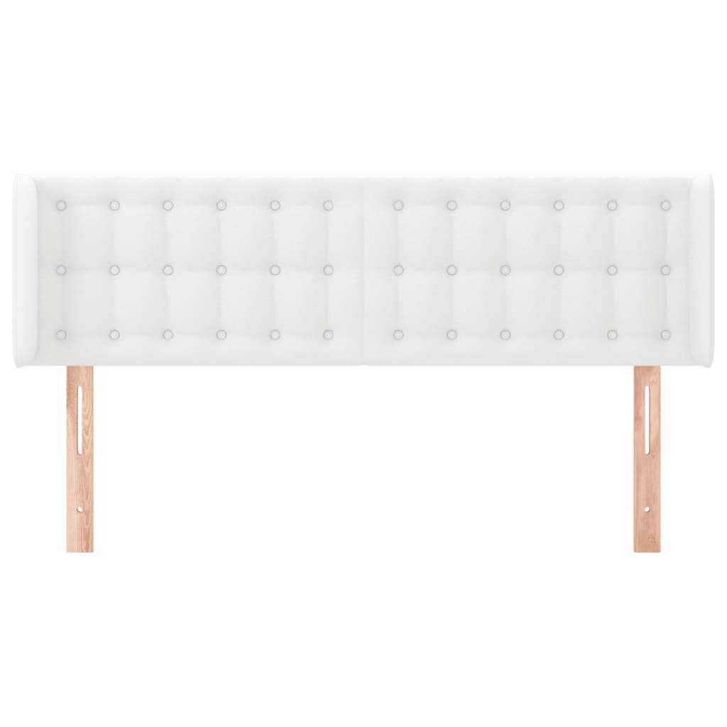 vidaXL Tăblie de pat cu aripioare alb 147x16x78/88 cm piele ecologică