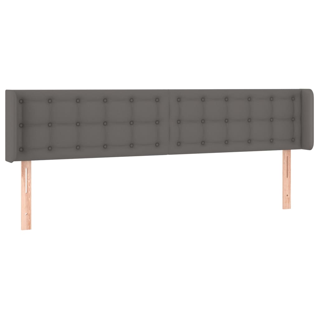 vidaXL Tăblie de pat cu aripioare gri 163x16x78/88 cm piele ecologică