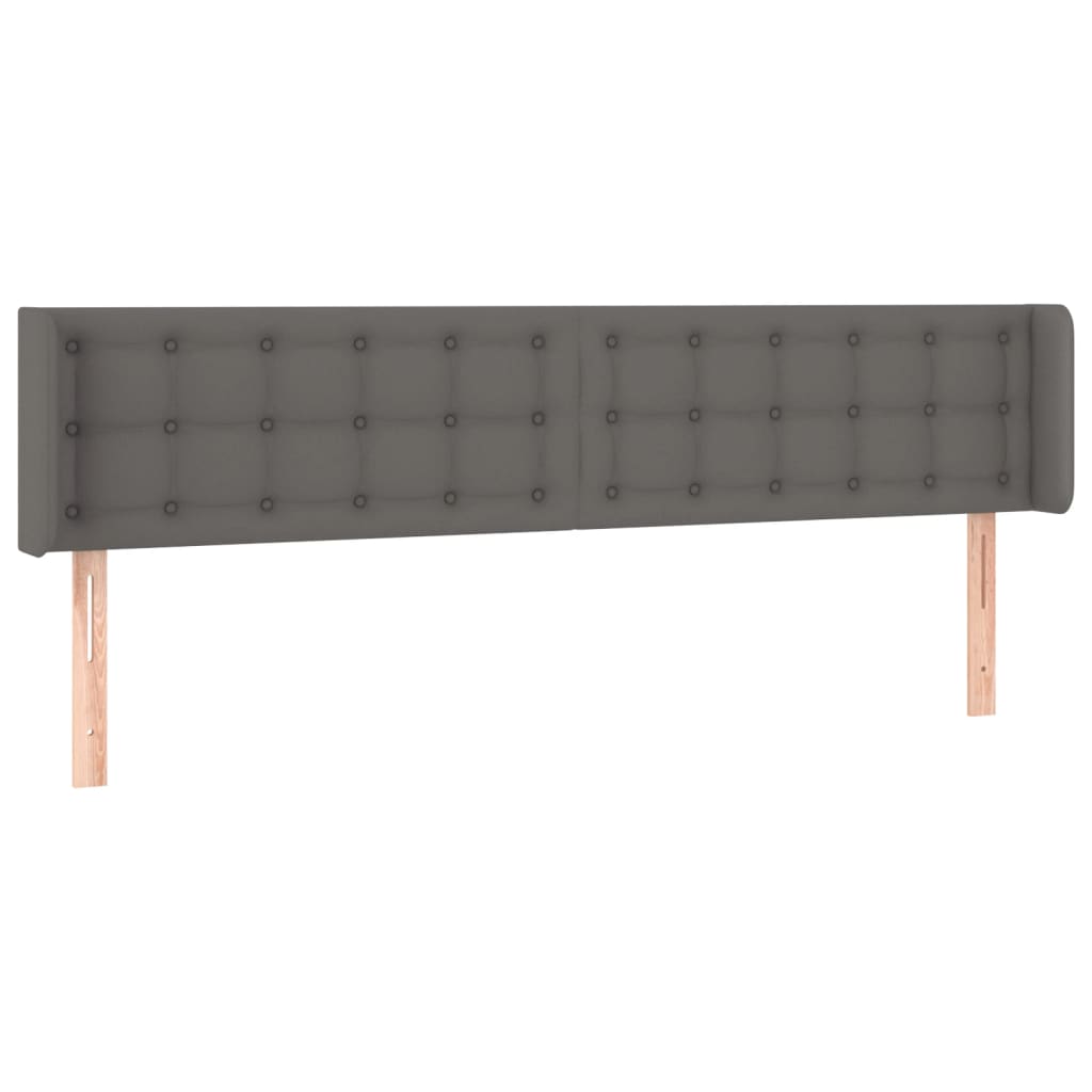vidaXL Tăblie de pat cu aripioare gri 183x16x78/88 cm piele ecologică