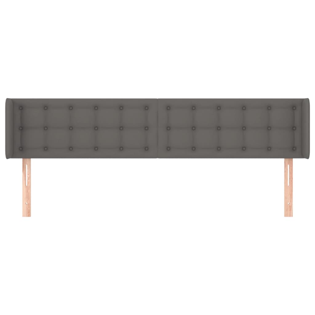 vidaXL Tăblie de pat cu aripioare gri 183x16x78/88 cm piele ecologică