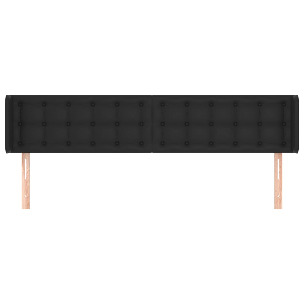 vidaXL Tăblie de pat cu aripioare negru 203x16x78/88cm piele ecologică