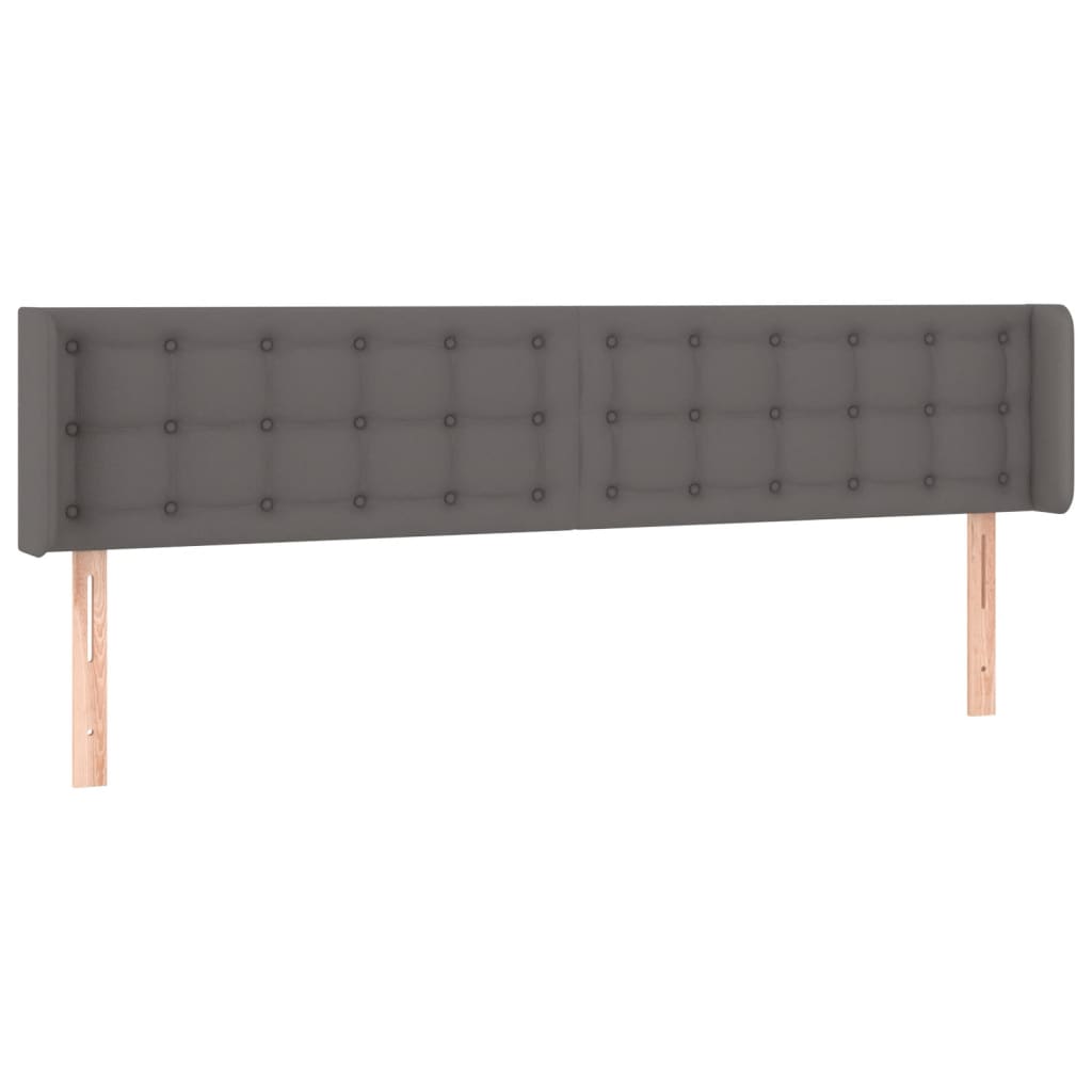 vidaXL Tăblie de pat cu aripioare gri 203x16x78/88 cm piele ecologică