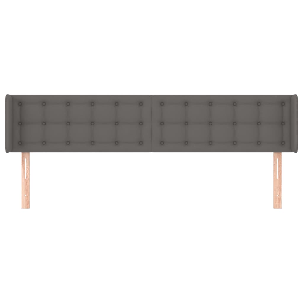 vidaXL Tăblie de pat cu aripioare gri 203x16x78/88 cm piele ecologică