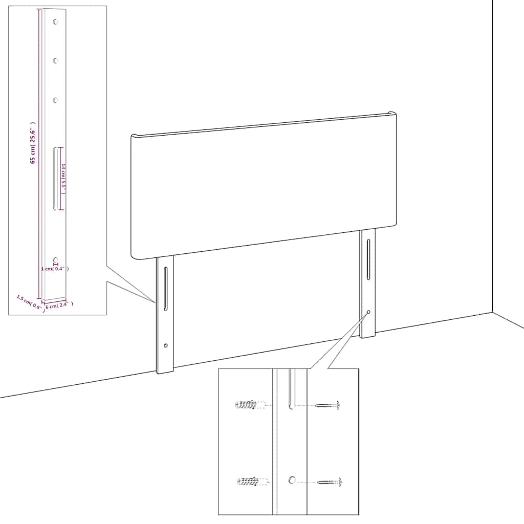 vidaXL Tăblie de pat cu aripioare gri 203x16x78/88 cm piele ecologică