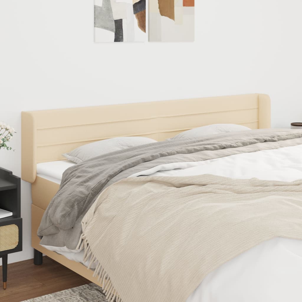 vidaXL Tăblie de pat cu aripioare crem 163x16x78/88 cm textil vidaXL Tăblie de pat cu aripioare crem 163x16x78/88 cm textil