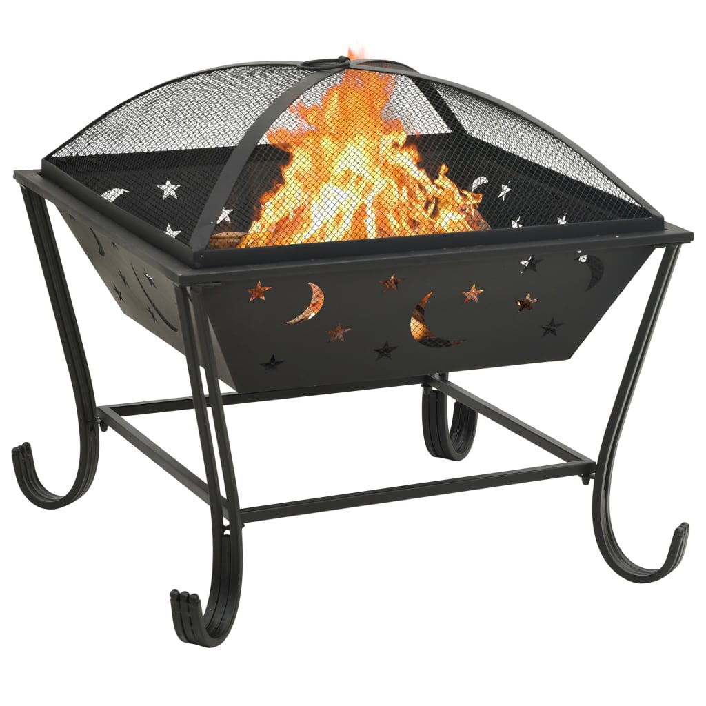 vidaXL Vatră de foc cu vătrai, 62 cm, oțel, XXL vidaXL Vatră de foc cu vătrai, 62 cm, oțel, XXL