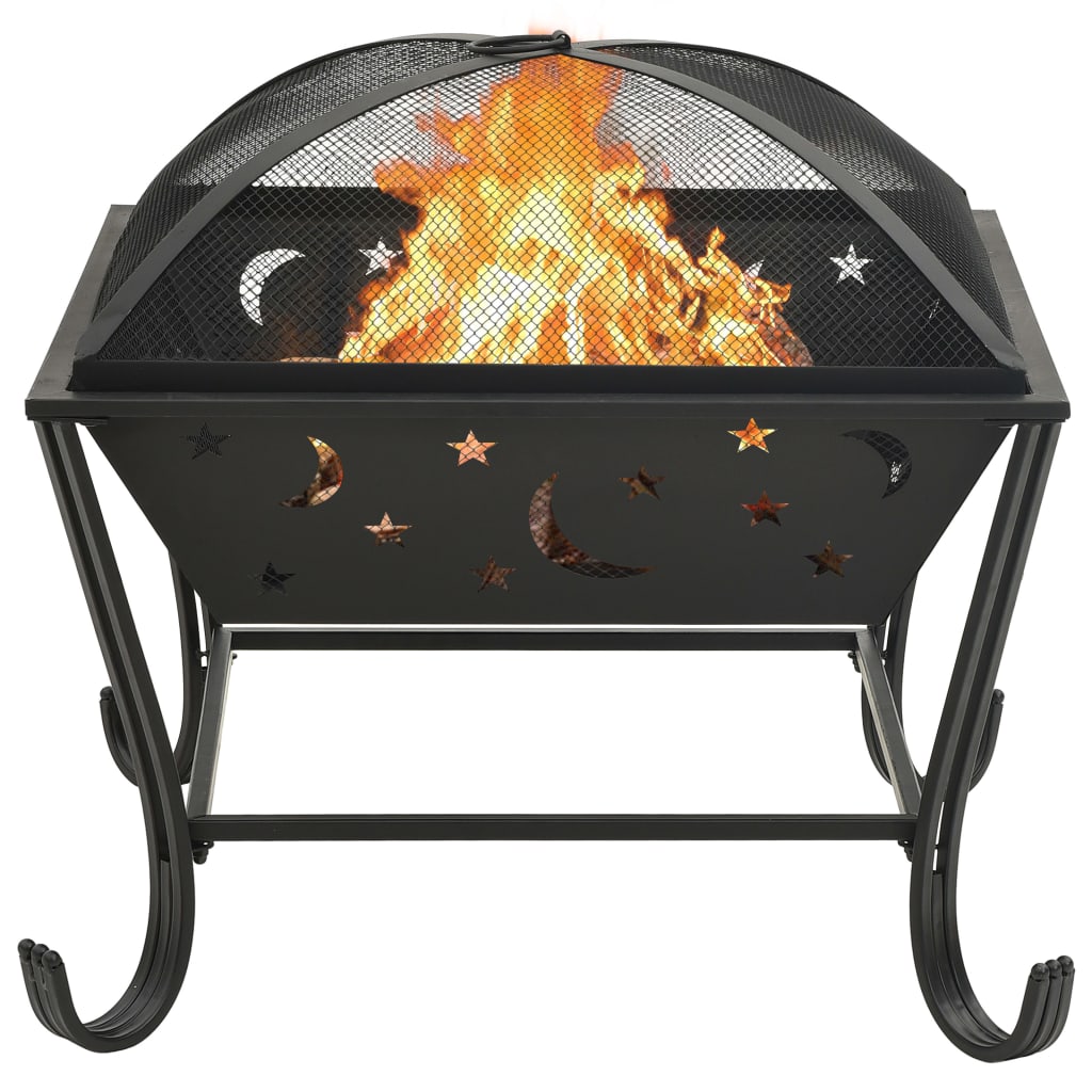 vidaXL Vatră de foc cu vătrai, 62 cm, oțel, XXL vidaXL Vatră de foc cu vătrai, 62 cm, oțel, XXL