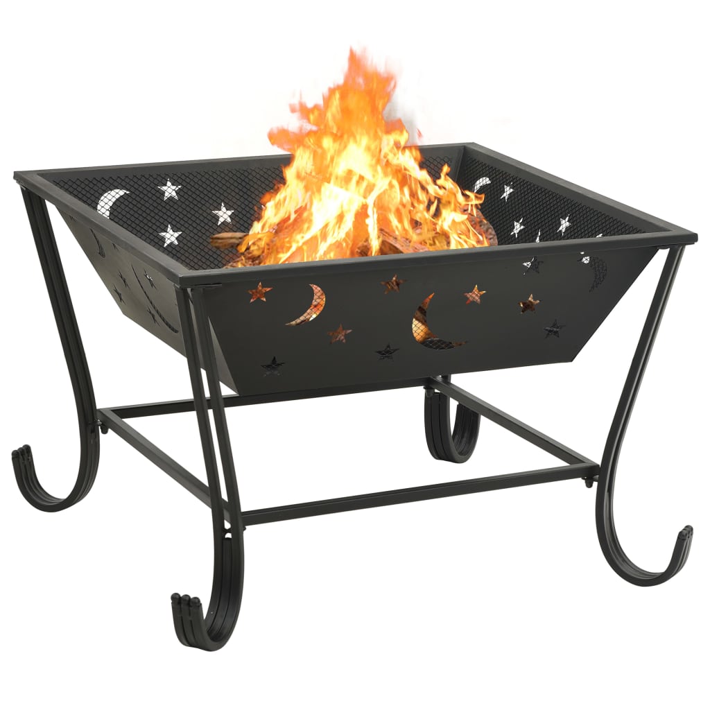 vidaXL Vatră de foc cu vătrai, 62 cm, oțel, XXL vidaXL Vatră de foc cu vătrai, 62 cm, oțel, XXL