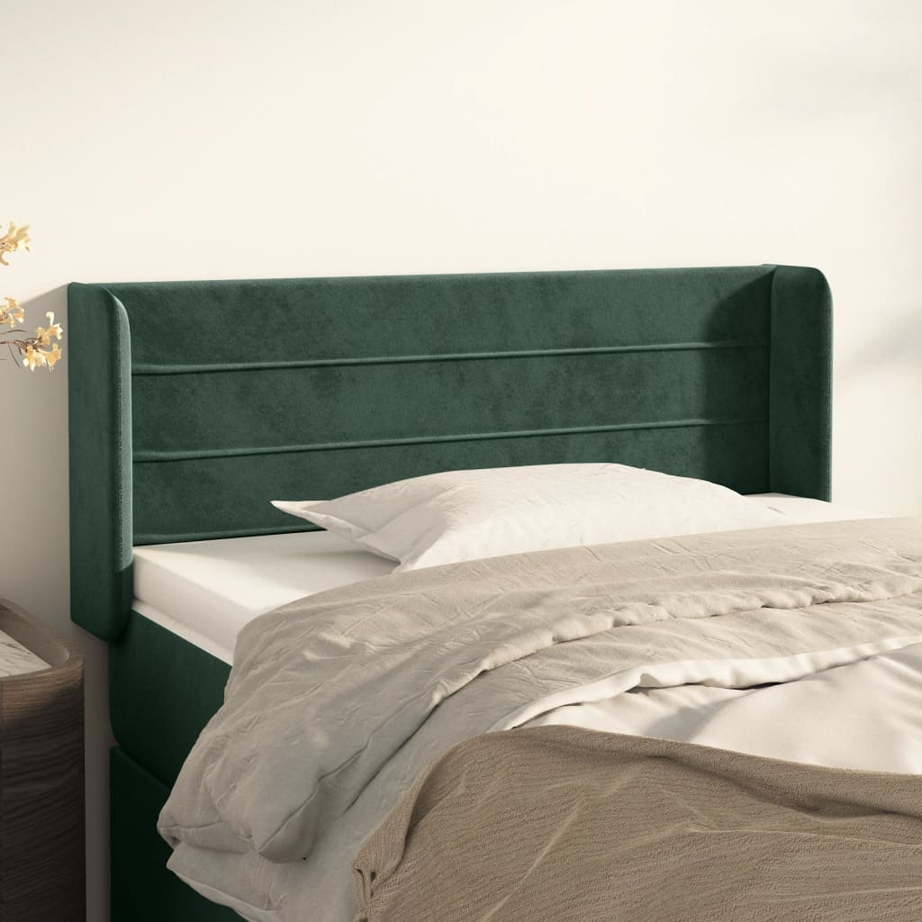 vidaXL Tăblie pat cu aripioare verde închis 93x16x78/88 cm catifea vidaXL Tăblie pat cu aripioare verde închis 93x16x78/88 cm catifea