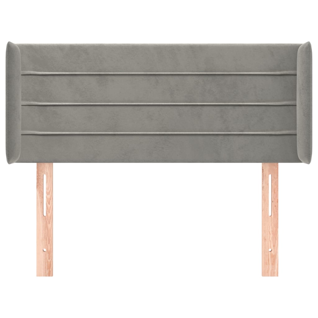 vidaXL Tăblie de pat cu aripioare gri deschis 103x16x78/88 cm catifea