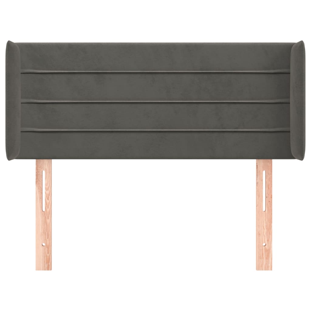 vidaXL Tăblie de pat cu aripioare gri închis 103x16x78/88 cm catifea