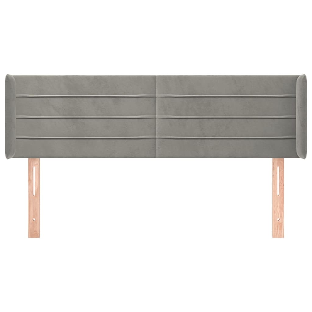 vidaXL Tăblie de pat cu aripioare gri deschis 147x16x78/88 cm catifea