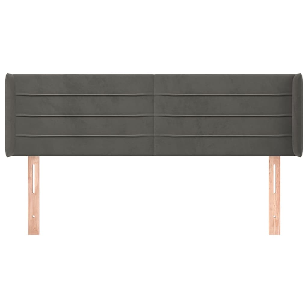 vidaXL Tăblie de pat cu aripioare gri închis 147x16x78/88 cm catifea