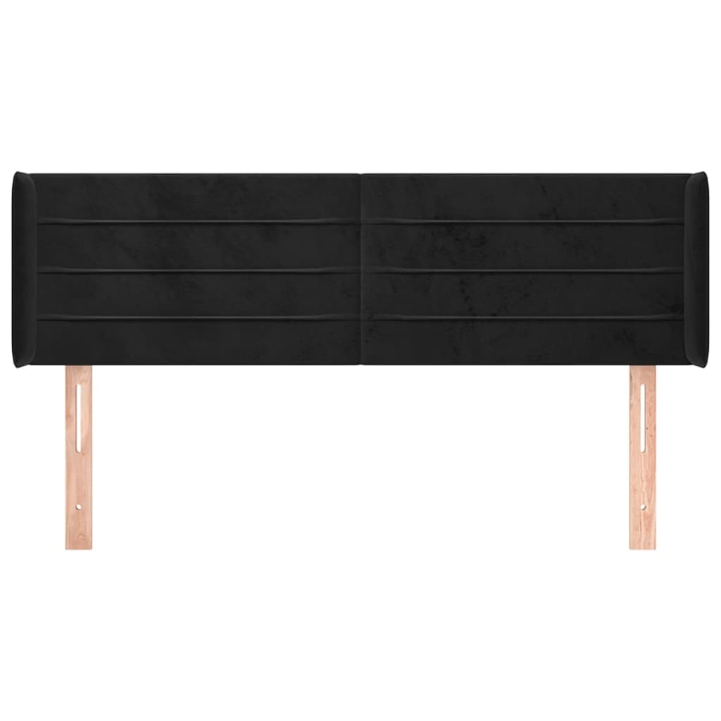 vidaXL Tăblie de pat cu aripioare negru 147x16x78/88 cm catifea