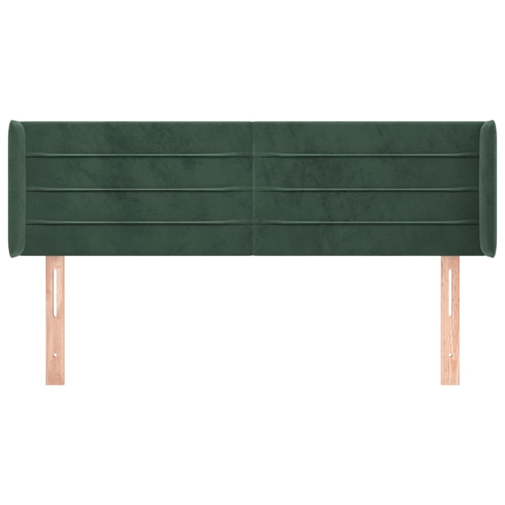 vidaXL Tăblie de pat cu aripioare verde închis 147x16x78/88 cm catifea