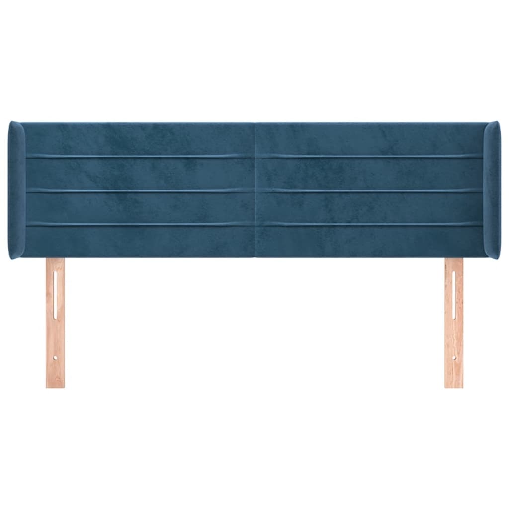 vidaXL Tăblie pat cu aripioare albastru închis 147x16x78/88 cm catifea