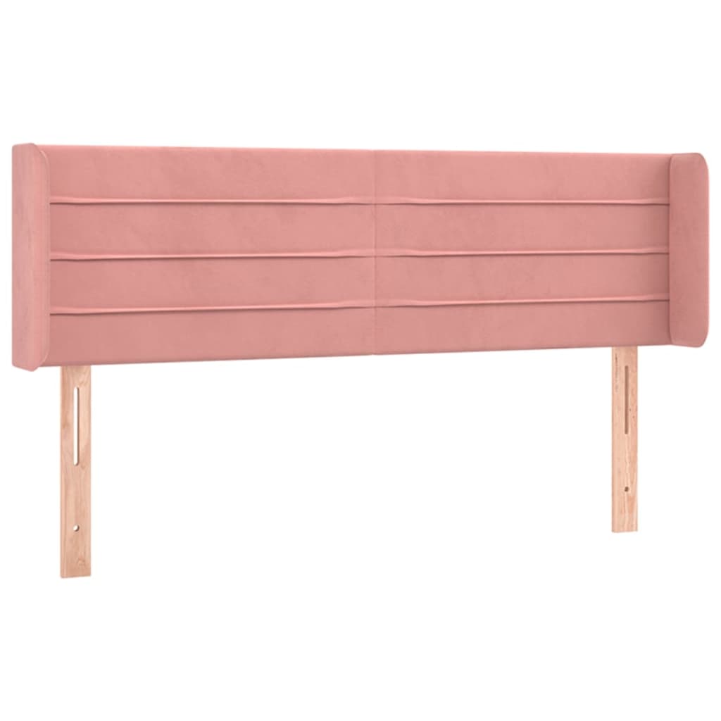 vidaXL Tăblie de pat cu aripioare roz 147x16x78/88 cm catifea