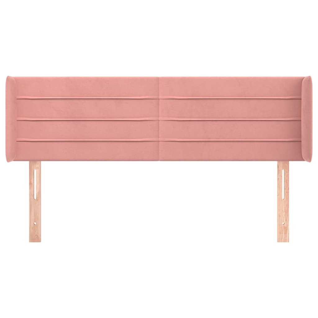 vidaXL Tăblie de pat cu aripioare roz 147x16x78/88 cm catifea