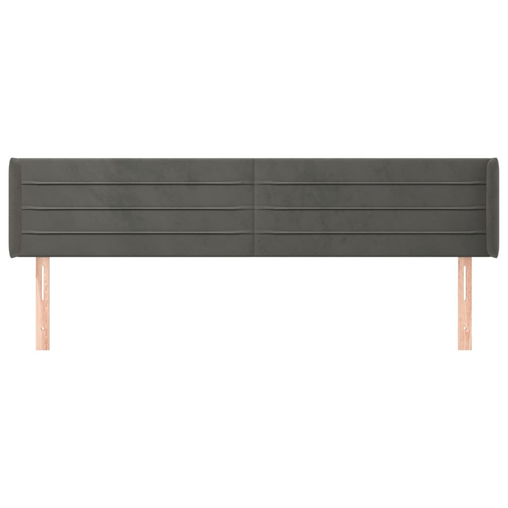 vidaXL Tăblie de pat cu aripioare gri închis 163x16x78/88 cm catifea vidaXL Tăblie de pat cu aripioare gri închis 163x16x78/88 cm catifea