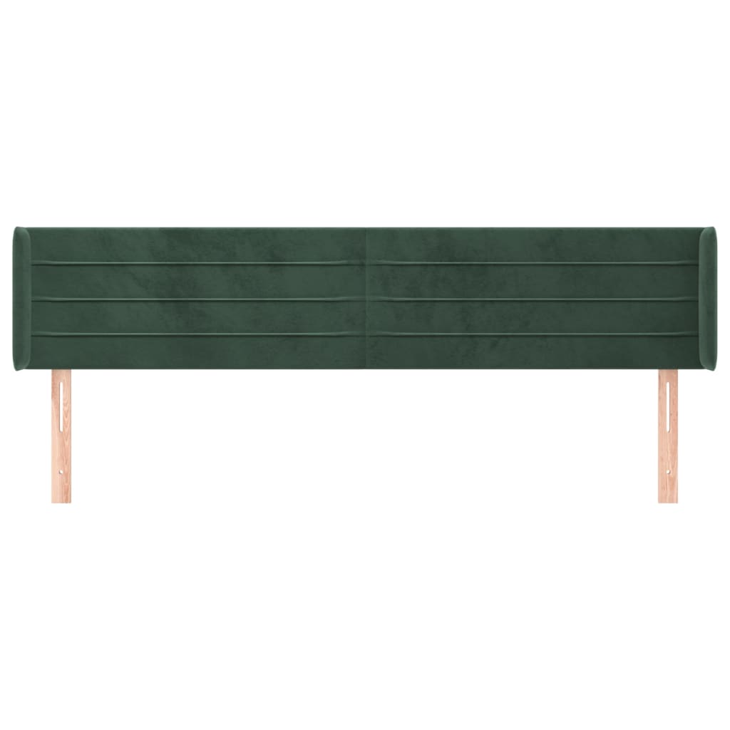 vidaXL Tăblie de pat cu aripioare verde închis 163x16x78/88 cm catifea