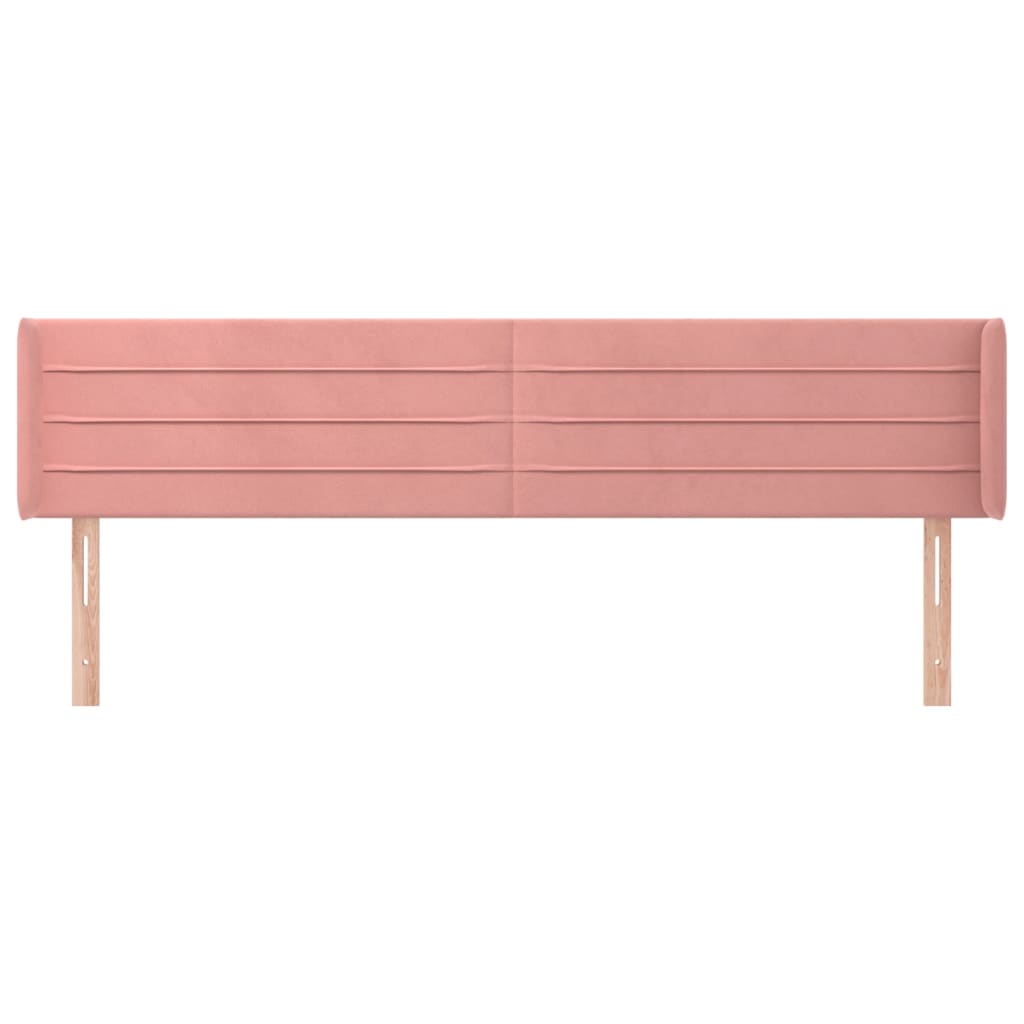 vidaXL Tăblie de pat cu aripioare roz 163x16x78/88 cm catifea